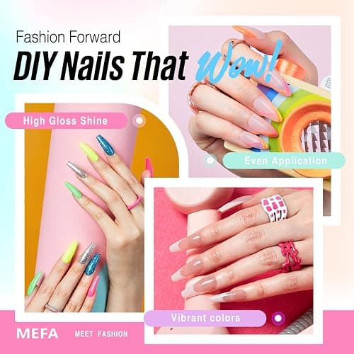 MEFA Gel Nail Polish Kit with Nail Light, 32 Colors Bright Neon Spring Summer Set with Base and Matte/Glossy Top Coat Nail Art Decorations Tools Starter Kit DIY Salon Home Gifts for Women Girls thumbnail 3