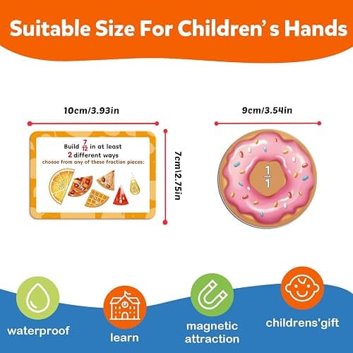 Aizweb Magnetic Fraction Tiles & Circles Set,Bars,Magnetic Fraction Educational Puzzle,Montessori Math Manipulatives,Fraction Learning Games for Elementary Classroom Homeschool Supplies thumbnail 2