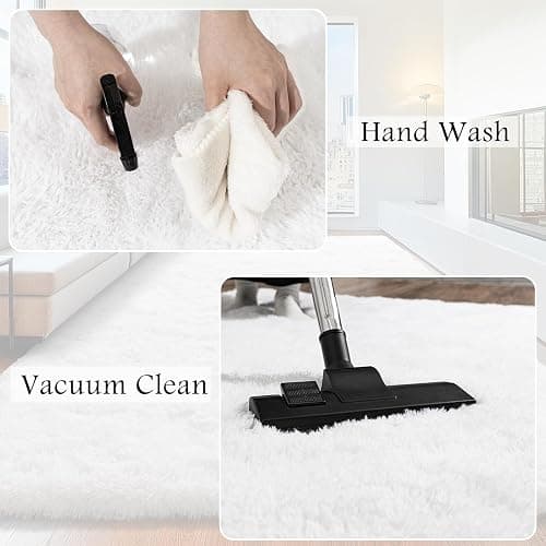 AAFKK 2x3 Area Rug for Bedroom, Small White Rugs for Living Room Nursery Kids Room Dorm Home Decor Aesthetic, Fluffy Shaggy Rug with 4 Anti-Slip Carpet Tapes thumbnail 5