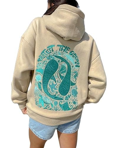 ROAONOCOMO Women Y2K Embroidered Hoodie Floral Graphic Oversized Pullover Hoodie Cute Animal Pocket Hooded Sweatshirts - Image 1