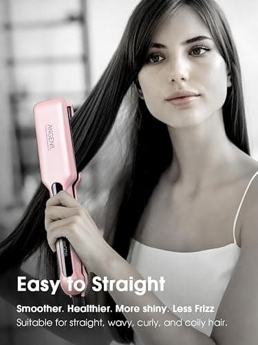 ANGENIL Flat Iron Wide 1.6 Inch Hair Straightener for Thick Hair, Dual Voltage Hair Straightener and Curler 2 in 1, Ceramic Flat Iron with Silicone Heat Resistant Mat Pouch, Fast Heating, LCD Display thumbnail 5