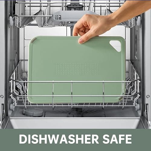THETCHRY Plastic Cutting Board Set of 3-Cutting Boards for Kitchen BPA Free | Large-Small Chopping Boards, Non-Slip for Cooking, Dishwasher Safe, Camping, Portable, with Grip Handle, Sage Green thumbnail 7