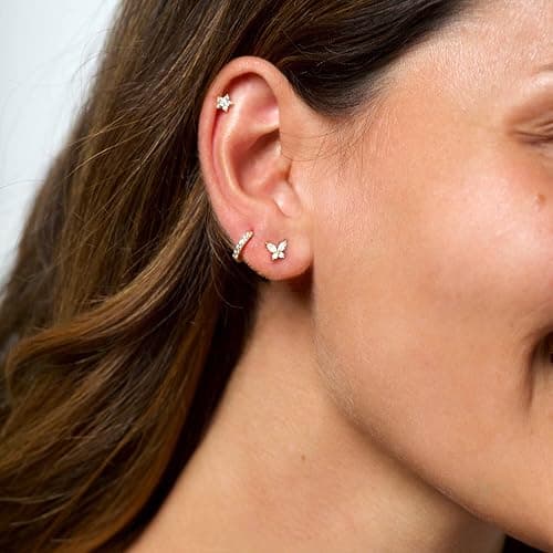 Freekiss 3 Pairs Gold Hoop Earrings Set: Dainty Stud Earrings Trendy Small 14K Gold Plated Hypoallergenic Dangle Cartilage Huggie Hoop Earrings for Women Gold Jewelry for Women Gifts thumbnail 7