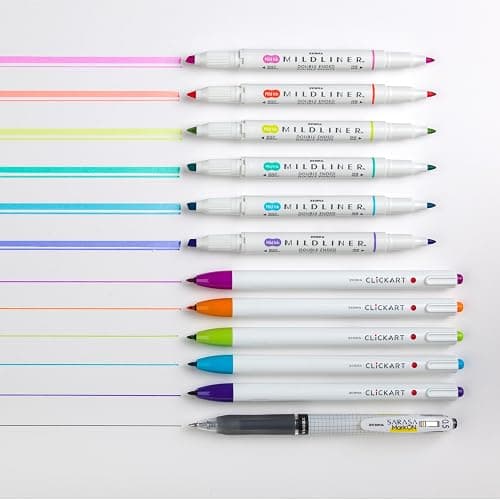 Zebra Pen Creative Notetaking Set 12-Pack, Includes 6 Highlighters, 5 CLiCKART Retractable Marker Pens, and 1 Sarasa Retractable Gel Pen, Assorted Ink Colors, Ideal For Note-Taking (12012) thumbnail 3