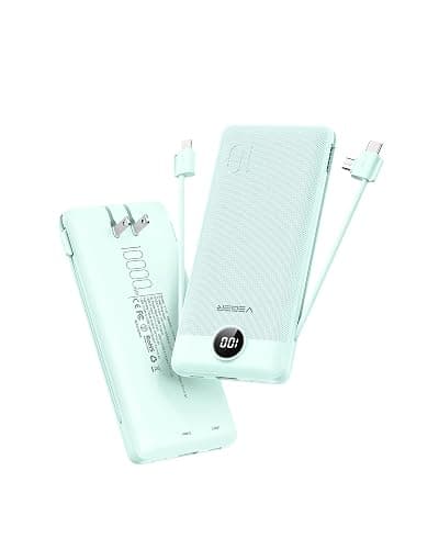 VEGER Portable Charger for iPhone, Power Bank Built in Cables and Wall Plug | 10000mAh,Ultra Slim&Compact,5 Outputs,LED Display,Power Bank for iPhone,Samsung,Travel Essentials for Camping Cruise Business - Image 1