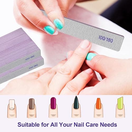 Nail Files (50 Pack), 100/180 Grit Emery Boards Nail File for Natural Nails and Acrylic Nails, Double Sided Emory Boards limas para unas acrilicas Profesional Fingernail Filer Reusable Manicure Gray thumbnail 2