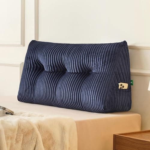 Z-hom Twin Headboard Pillow, Triangular Wedge Reading Pillow for Bed or Sofa, Ergonomic Backrest Cushion for Sitting Up, Reading or Relaxing, with Side Pocket，Removable Washable Cover,Blue thumbnail 2