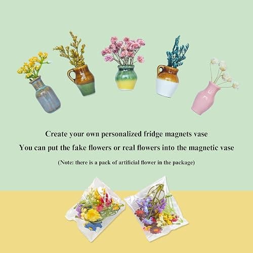 UpaLoo 5pcs Mini Vase Magents for Fridge, Funny Tiny Vase Fridge Magnets, Plant Vase Fridge Magnets for Whiteboard, Locker, File Cabinet(with Flower) thumbnail 4