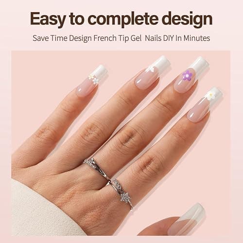 Vansiho French Gel Nail Tips, 150Pcs Long Square Press on Nails, No Need to File 3 in 1 Pre-French Gel Tips for Nail Art DIY 15 Sizes thumbnail 3