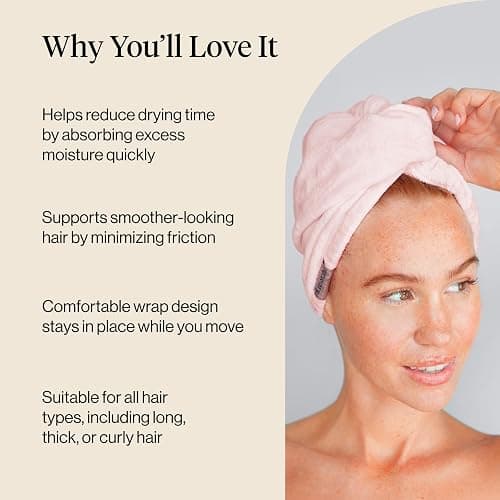 Kitsch Microfiber Hair Towel Wrap for Women - Blush | Ultra Absorbent Microfiber Bath Towel for Wet, Curly, Long or Short Hair, Anti-frizz Hair Wrap thumbnail 5