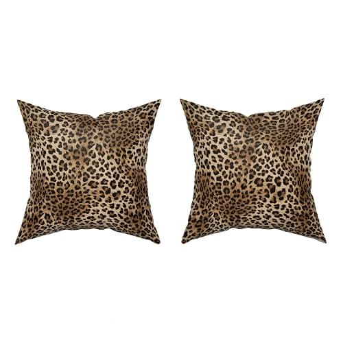 Granbey Brown Leopard Throw Pillow Cover - 2 Pcs Cheetah Pillow Case 20x20 inch Cotton Soft Animal Print Pillows Covers Decorative Cushion Cover for Home Couch Bed Sofa Double Side Printed thumbnail 6