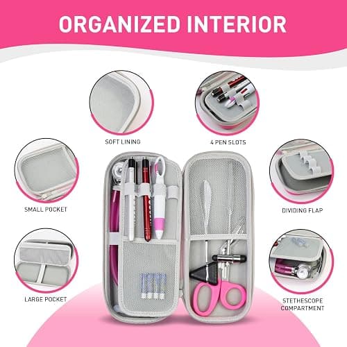 Scian 13 Pcs Stethoscope Case Kits,Supplies Inclued, Perfect Nurse Gift Stethoscope Holder for Nurse Medical Student,Rose Red Portable First Aid Kit Bag with Medical Scissor,Nurse Accessories for Work thumbnail 2