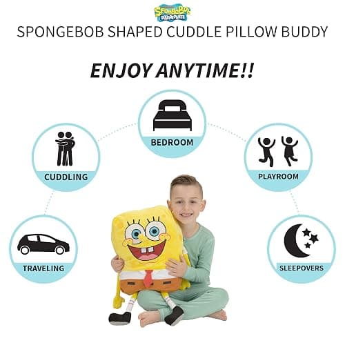 Spongebob Kids Bedding Super Soft Plush Cuddle Pillow Buddy, One Size, By Franco thumbnail 3