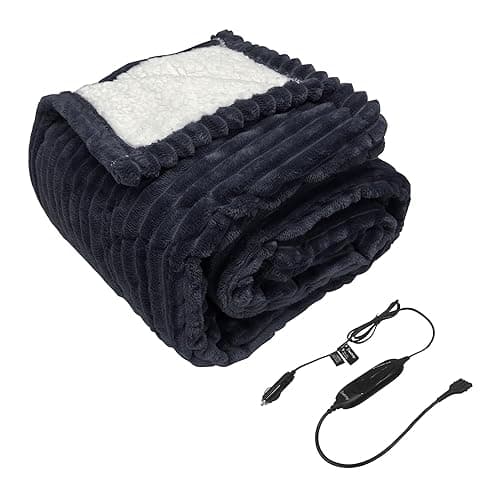 Elantrip Wool Car Heated Blanket, 12 Volt, 70 Degree Cutoff, For Trucks, Cars, SUVs, Machine Washable Car Travel Blanket, Great for Camping, With Temperature Control, 40×55in(Charcoal Black) Christmas - Image 1