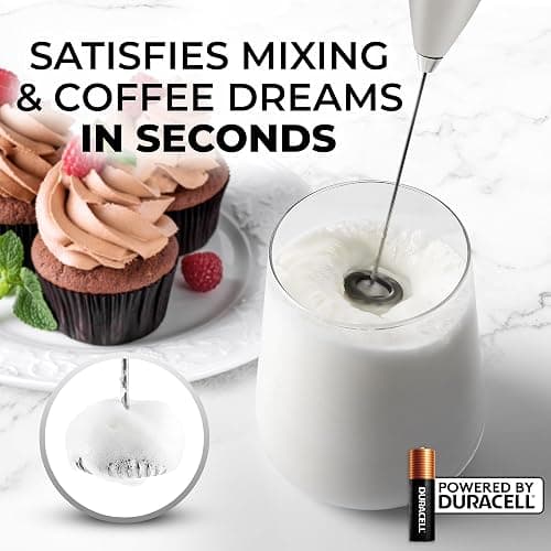Zulay Kitchen Milk Frother Handheld Electric Whisk with AA Duracell Batteries – Durable Drink Mixer for Coffee, Lattes, Cappuccinos & More - Gray thumbnail 2