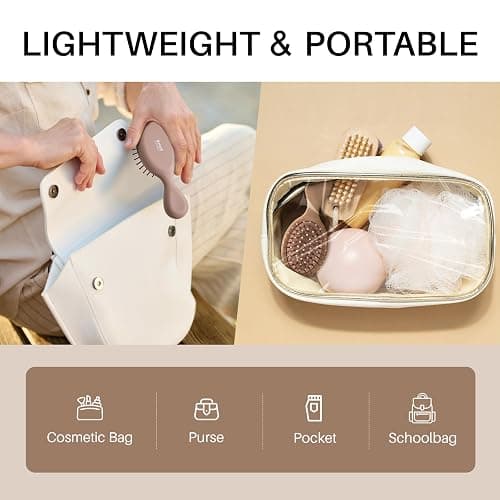 RHOS Mini Hair Brush for Women,Men and Kids-Travel Size Hair Brush for Purse,Pocket,backpack-Small Cushion Paddle Brush with Soft Bristles-Mini Detangler Brush for All Hair Types(1 Pack-Mocha) thumbnail 3