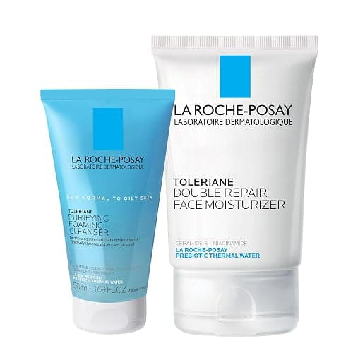 La Roche-Posay Toleriane Double Repair Face Moisturizer, Daily Moisturizer Face Cream with Ceramide and Niacinamide for All Skin Types, Oil Free, Fragrance Free - 5.07 Fl Oz (with Travel Purifying Cleanser) - Image 1