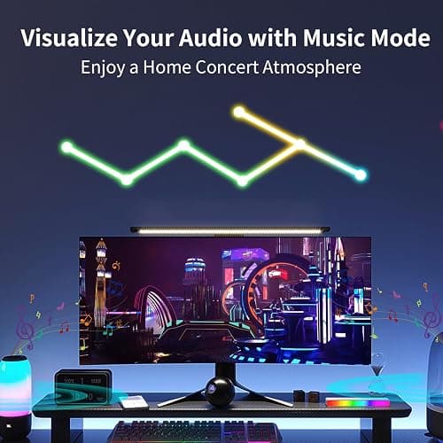 KOBAIBAN Smart Wall Light Lines, WiFi RGB LED Light Bars, 16M+ Color Dimmable Music Sync DIY Home Decor Light Bars for Gaming Party Streaming Lovers, Work with Alexa & Google Assistant (6 Lines,White) thumbnail 6