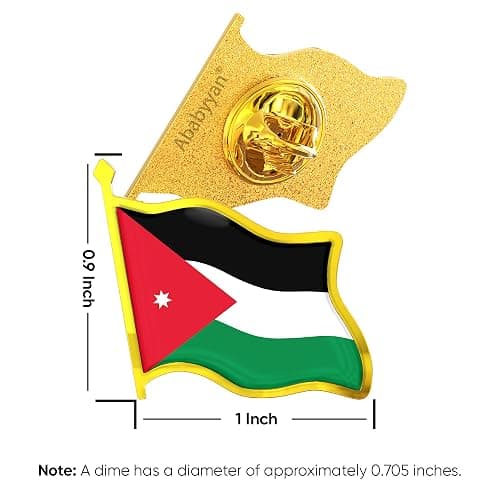 Jordanian Flag Lapel Pin - Enamel Metal National Badge | World Travel Souvenir Gifts for Men & Women | Country Flag Patriotic Brooch Bulk Pack of Pins for Hat, Tie, Clothes, Backpack (1pc) thumbnail 2