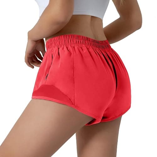 Aurefin Running Shorts for Women,Quick Dry Athletic Sports Shorts Lightweight Active Workout Gym Shorts with Zip Pocket thumbnail 4