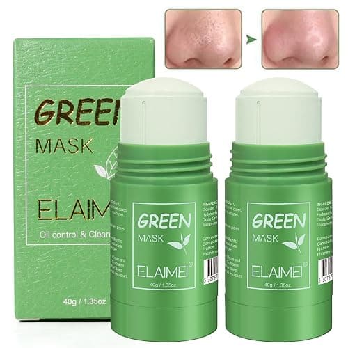 2PCS Green Tea Mask Stick for Face - Cleansing Purifying Clay Mask, Reduce Blackhead & Acne, Moisturizing, Oil Control, Deep Clean Pore, , Improves Skin, for All Kind Skin Type Women Men - Image 1