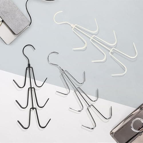 TOPIA HANGER Purse Hanger Organizer for Closet, 2-Pack Handbag Organizer Hanger, 360°Swivel Metal Purse Hooks, Bag Rack, Belt Organizer, Tie Rack, Scarf Hanger, Bag Storage Organizer, Silver thumbnail 7