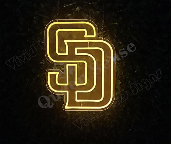 Queen Sense 16"x12" Go San Diegos Sports Padres LED Neon Sign for Wall Decor USB Powered Dimmable LED Lights Signs FV006 thumbnail 3