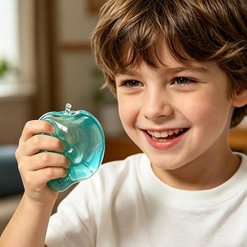Blue Apple Squishy Stress Ball – Transparent Maltose Squeeze Toy with Slow Rise Effect, Clear Jelly Sensory Toy for Adults Office Desk Decor, Stress Relief & Anxiety (Blue) thumbnail 4