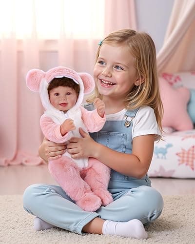 BABESIDE Reborn Baby Doll Clothes for 17-20 Inch Dolls Accessories, Cute Shark Baby Doll Clothes with Hat for Realistic Babydolls, Pretend Play Gift for Girls Kids Birthday Christmas, Pink thumbnail 7