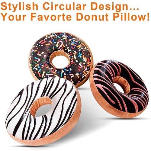 HYSEAS Round Throw Pillow 14 Inch Chocolate Donut, 3D Digital Print Decorative Comfortable Soft Plush Funny Food Shaped Pillow Light Weight Seat Pad Cushion for Couch, Chair, Floor, Sofa thumbnail 6