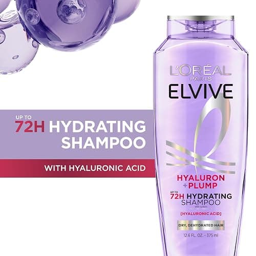 L'Oreal Paris Elvive Hyaluron Plump Hydrating Shampoo for Dehydrated, Dry Hair Infused with Hyaluronic Acid Care Complex, Paraben-Free, 12.6 Fl Oz thumbnail 2