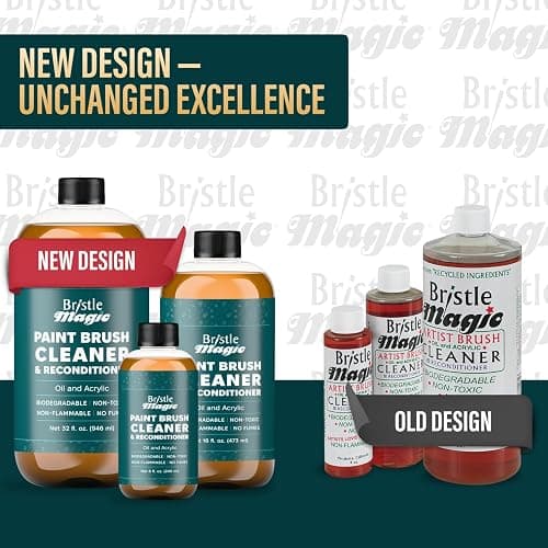 Bristle Magic Oil Paint Brush Cleaner and Restorer - Paintbrush Cleaner for Acrylic, Oil, and Glass Paints-Biodegradable, Non-Toxic, Odorless, Eco-Friendly, Quick-Clean Formula Paint Remover (8 Fl Oz) thumbnail 9