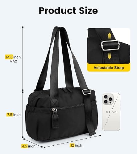Vorspack Mini Gym Bag for Women - Small Duffle Bag Lightweight Duffel Bag with Wet Pocket Cute Sports Bag for Gym Dance Yoga - Black thumbnail 2
