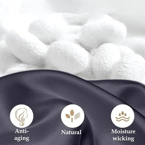 INSSL Silk Pillowcase for Women, Mulberry Silk Pillowcase for Hair and Skin and Stay Comfortable and Breathable During Sleep (Queen, Dark Grey) thumbnail 4