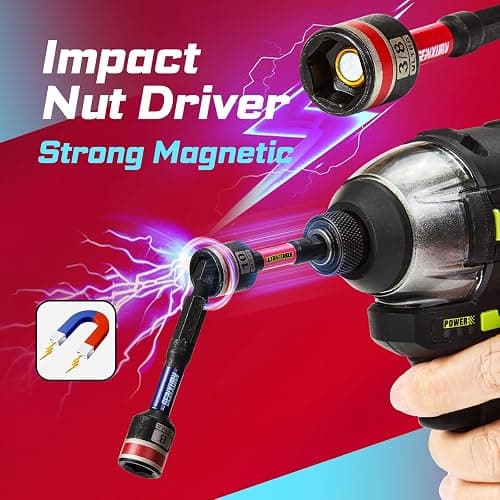 Geinxurn 82Pieces Impact Screwdriver Bits Set, Magnetic S2 Steel Phillips/Square/Torx/Hex Insert Power Bits Tips with Impact Bit Holder and Impact Nut Driver and Mini Wrench thumbnail 8