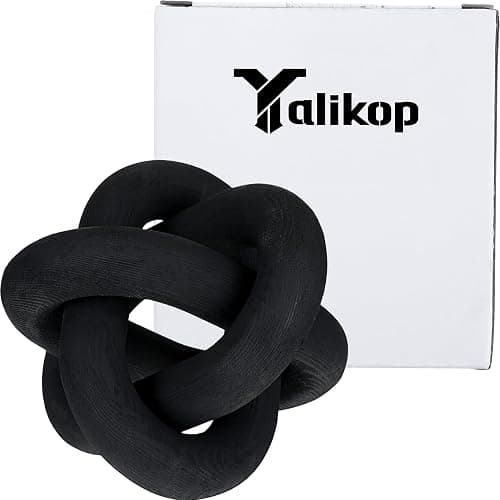 Yalikop 3 Link Wood Knot Decor Rustic Table Shelf Accents, Black | Hand Carved Chain Link, Boho Decorative Knot for Coffee Table Bookshelf, Modern Rustic Accents for Living Room Bedroom thumbnail 7
