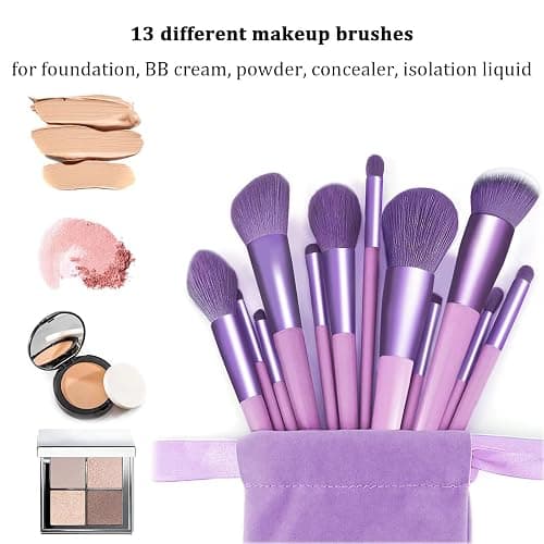Koccido Makeup Brushes 22 Pcs Makeup Kit,Foundation Brush Eyeshadow Brush Make up Brushes Set (Purple, 22 Piece Set Large) thumbnail 3