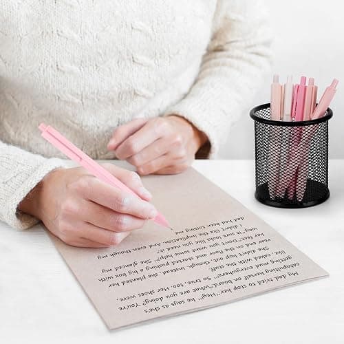 Dacono Aesthetic Ballpoint Pens - Macaron Pink Pastel Roller Ball Pens, 0.5mm Retractable Gel Ink Pens | Black Ink | Cute Ball Point Pen - Pack of 6 thumbnail 6
