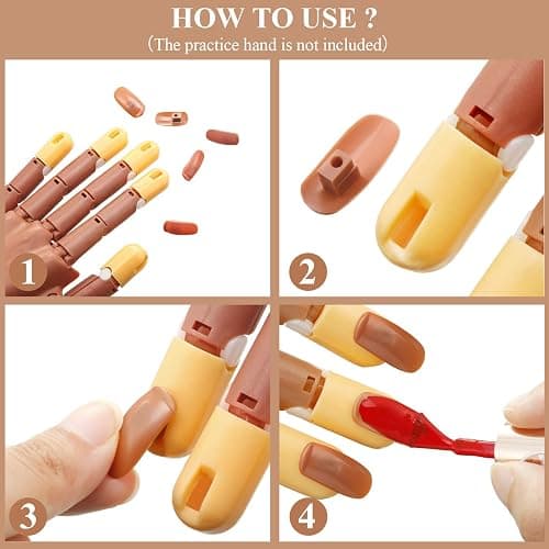 Blulu 400 Pieces Replacement Refill Nail Tips False Fake for Flexible Nail Training Hand Practice Display Manicure Supply DIY (Brown) thumbnail 5