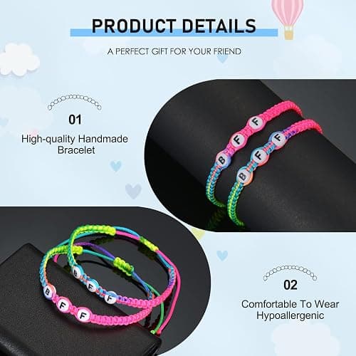 CaleesLLC Best Friend Bracelets Handmade Braided Rope Adjustable Friendship Bracelets Mutual Attraction Long Distance Inspirational Gift for Girls Couples Graduation Day Christmas Day thumbnail 3
