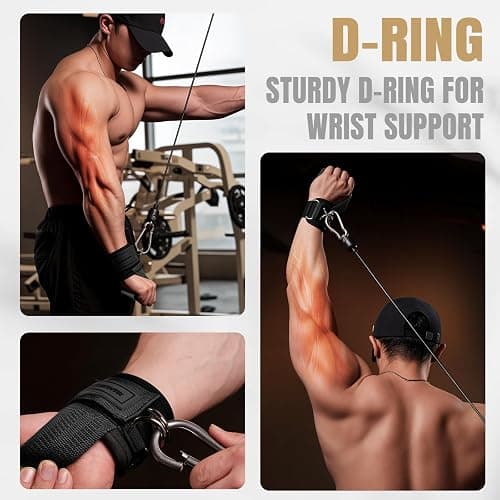 MANUEKLEAR Non-Slip Wrist Straps for Weightlifting Deadlifting, Gym Lifting Straps with D Rings for Cable Machine Workout, 10mm Neoprene Padded Weight lifting Wrist Wraps for Men Women thumbnail 5