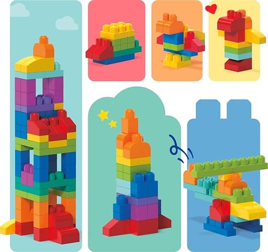 Mega Bloks First Builders Toddler Blocks Toys Set, Big Building Bag with 80 Pieces and Storage, Ages 1+ Years thumbnail 7