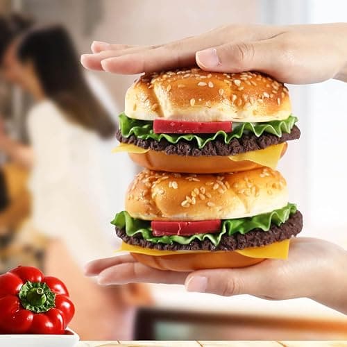 Joeabor Artificial Hamburger Round 2 Pack Realistic Fake Food for Display Faux Burger for Decoration Fake Food Props thumbnail 4