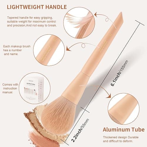 Docolor Makeup Brushes 17 Pcs with Makeup Bag and Makeup Sponge and Brush Protector Morandi Makeup Brush Set Premium Synthetic hair makeup brush Wooden handle Gift Box thumbnail 5
