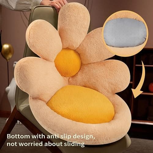 Ditucu Flower Shape Chair Pillow Cute Seat Cushion 19 inch Comfy Lazy Sofa Floor Pillows Dorm Seating for Bedroom Decor Orange thumbnail 5