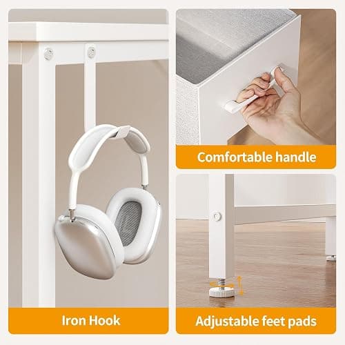 CubiCubi Computer Desk with 2 Drawers, 40 Inch Small Home Office Desk with Storage Study Writing Table, Pure White thumbnail 6