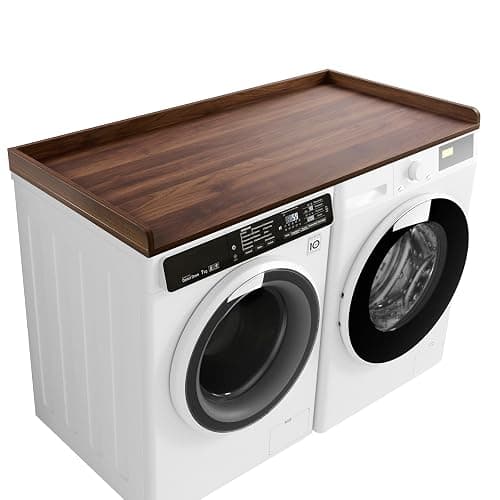 Kaboon Washer Dryer Countertop, Melamine Countertop with Edge Rails - 27.5" Depth x 54" Width Laundry Room Organization, Dark Walnut thumbnail 2