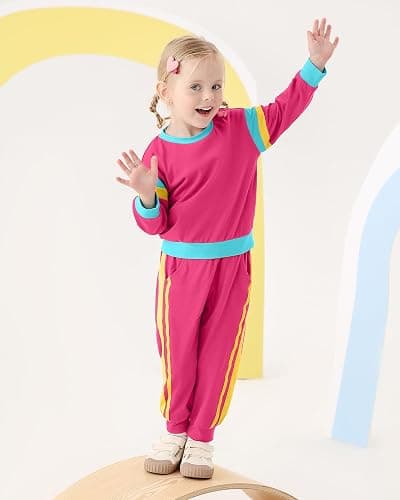 SANMIO Toddler Girl Clothes Outfits Cute Color Block Long Sleeves Top and Pants Sweatsuit 2 Piece Fall Clothing Set thumbnail 2