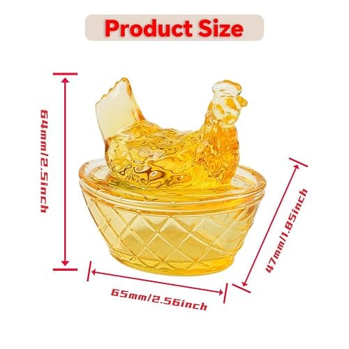 ocpcrn Mini Glass Crystal Hens On Nests,Handmade Glass Figurines Vintage Collectible Removable Lid Home Decorations Ornaments for Easter Christmas Office Tabletop Decor (Luminous) thumbnail 3