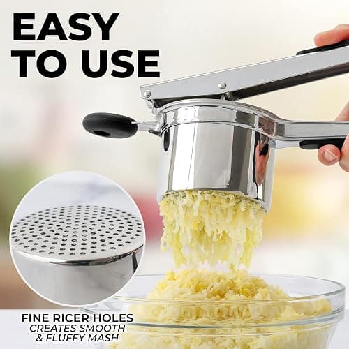 Zulay Kitchen Large 15oz Potato Ricer, Heavy Duty Stainless Steel Potato Masher and Ricer for Mashed Potatoes, Mashed Potato Masher & Potato Press Kitchen Gadget for Perfect Mashed Potatoes thumbnail 4
